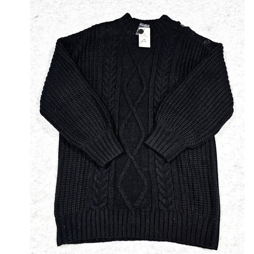 Lillusory Sweater, Cableknit, Long, Chunky, Button Shoulder, Sz M, New with Tags